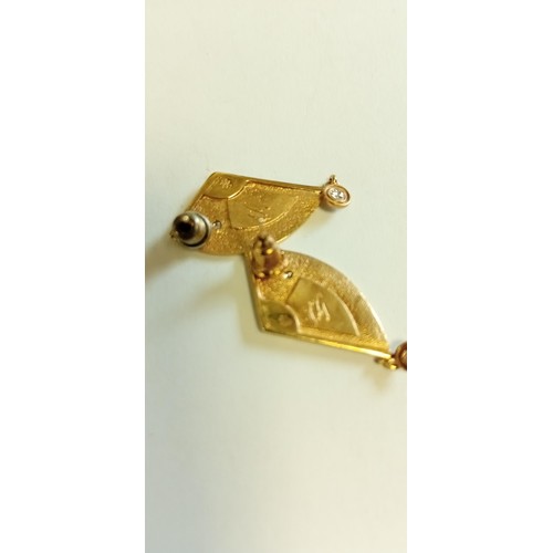 153 - Ola Gorie bespoke 9ct gold & diamond earrings & pendant set Millennium 2000 16.65g approx.