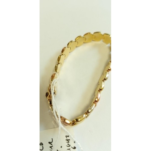 154 - 9ct gold tri-colour bracelet 12.3g approx.