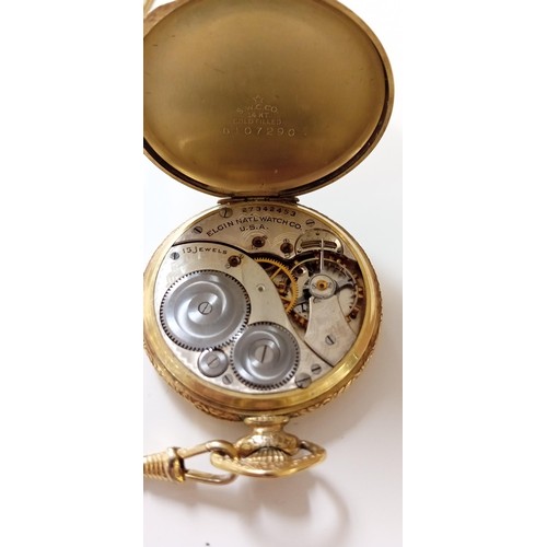 164 - Elgin pocket watch 15 jewel USA 14Kt gold filled no glass