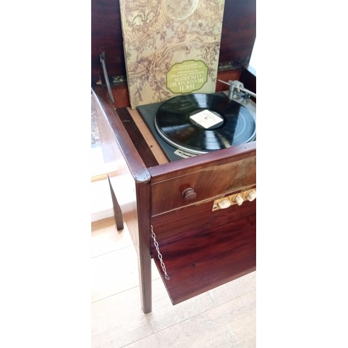 11 - Vintage A/F gold ring Lenco record player in original cabinet