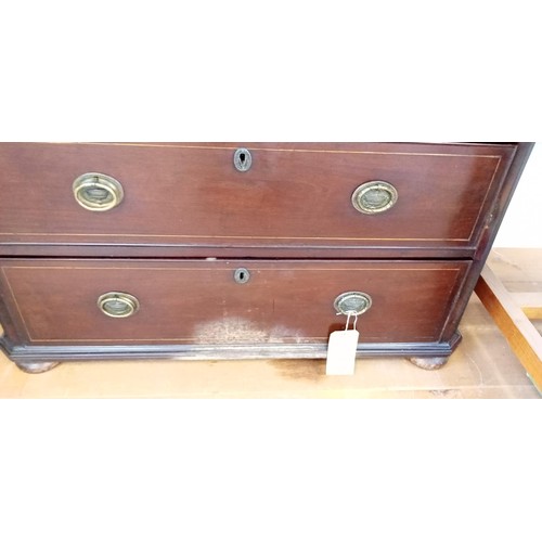 27 - 2 over 3 Georgian chest of drawers with brass top inlay