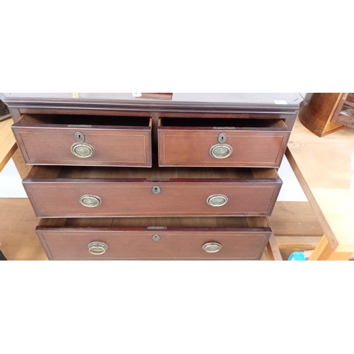 27 - 2 over 3 Georgian chest of drawers with brass top inlay