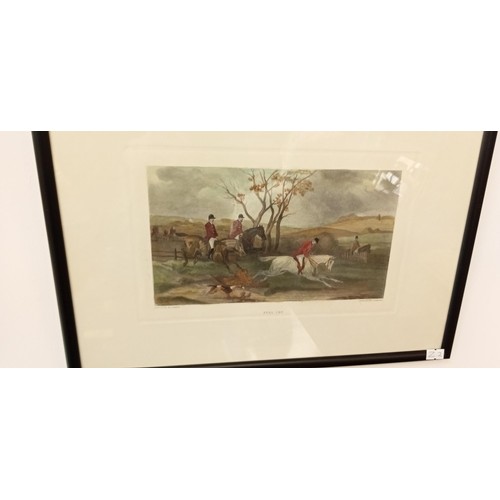 65 - 3 Coloured etchings of hunting scenes Drawing Cover, The Death of the Fox and Full Cry