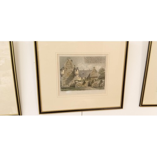 67 - 10 Framed etchings of Scottish castles to include Fyvie, Castle Fraser & many more