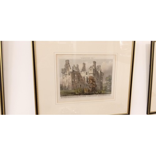 67 - 10 Framed etchings of Scottish castles to include Fyvie, Castle Fraser & many more