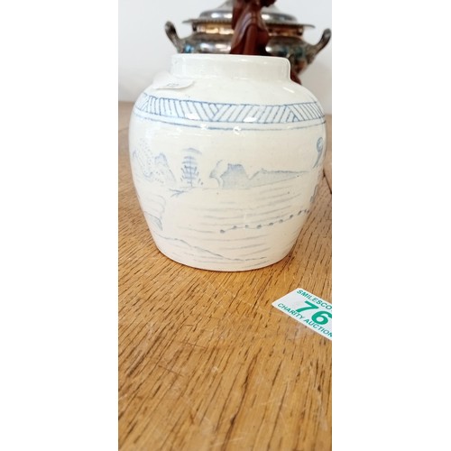 76 - 2 Asian/ Dutch? small ginger jars