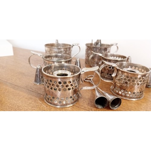 79 - 6 silverplated believed late Georgian candle holders and snuffers