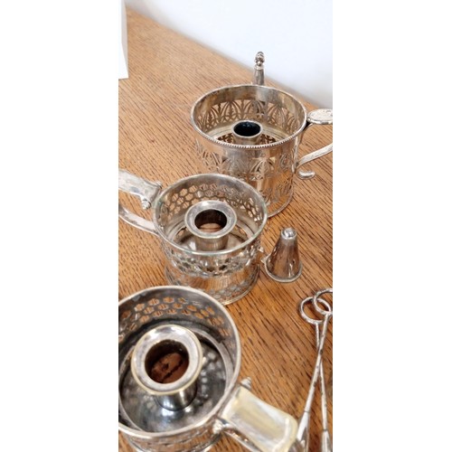 79 - 6 silverplated believed late Georgian candle holders and snuffers