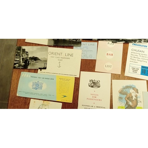 95 - Ephemera relating the Orient Line, including First Class Ticket, menus, passenger lists, photographs... 