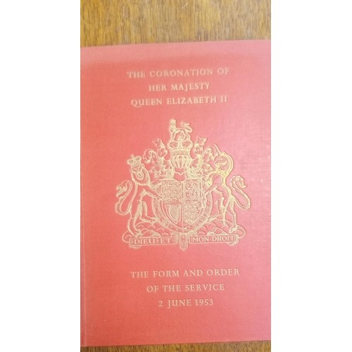 107 - Coronation of Her Majesty Queen Elizabeth II, red cloth bound book of the form and order of service.... 