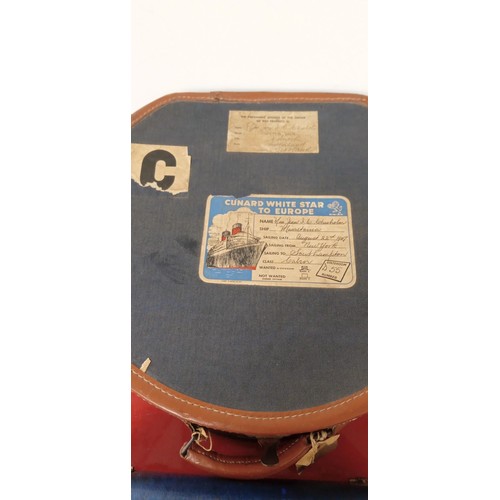 206 - 2 Vintage travelling cases with Cunard White Star genuine labels