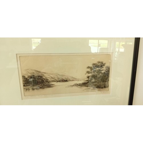 240 - 3 Etchings framed of lochs etc.