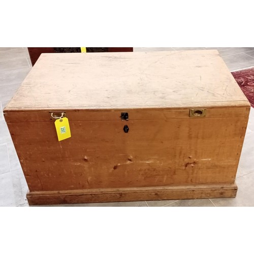 257 - Very large wooden kist with brass & iron handles 117 x 75 x 60cm approx.