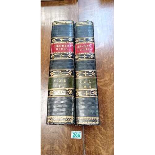 266 - Henry's Bible. 2 volumes with family history of Dunbar-Nasmith families written in front pages.  Com... 