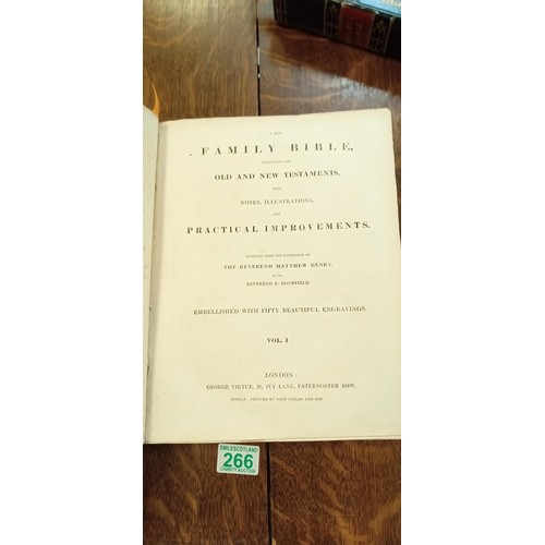 266 - Henry's Bible. 2 volumes with family history of Dunbar-Nasmith families written in front pages.  Com... 