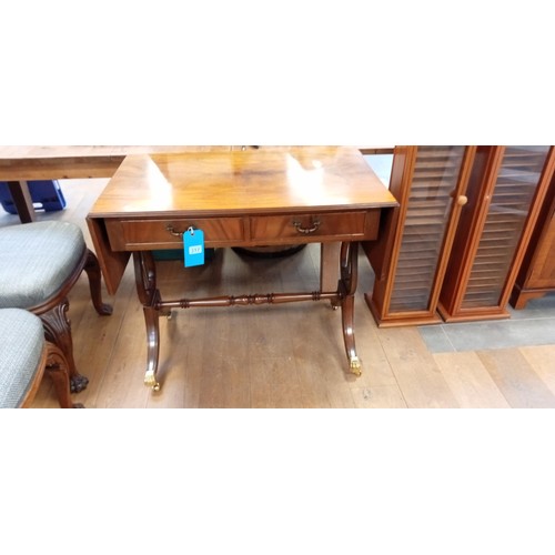 290 - Writing table with drop leaf sides and 2 drawers