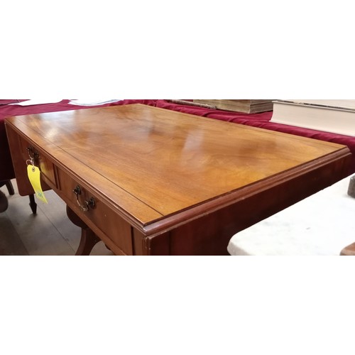 290 - Writing table with drop leaf sides and 2 drawers