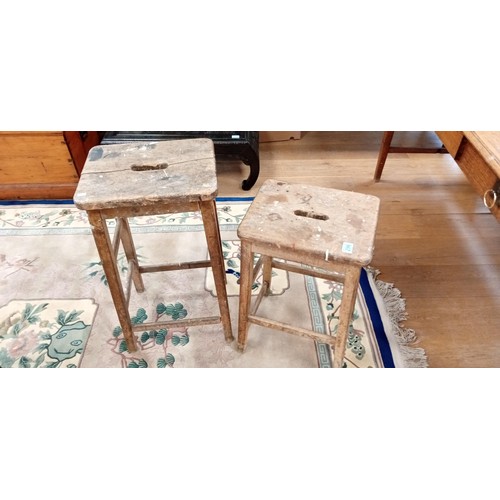 296 - Pair of vintage wooden stools A/F