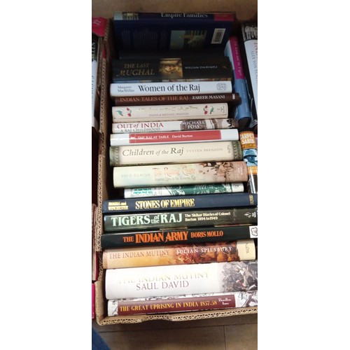 306 - Indian interest: Various books relating to the Indian war / uprising and the Victorian Raj. 2 boxes