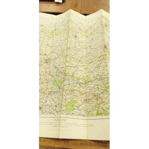 297C - Folding linen backed map of North West Europe.  Dated 1916, war office. Used by Courier in First Wor... 