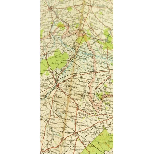 297C - Folding linen backed map of North West Europe.  Dated 1916, war office. Used by Courier in First Wor... 