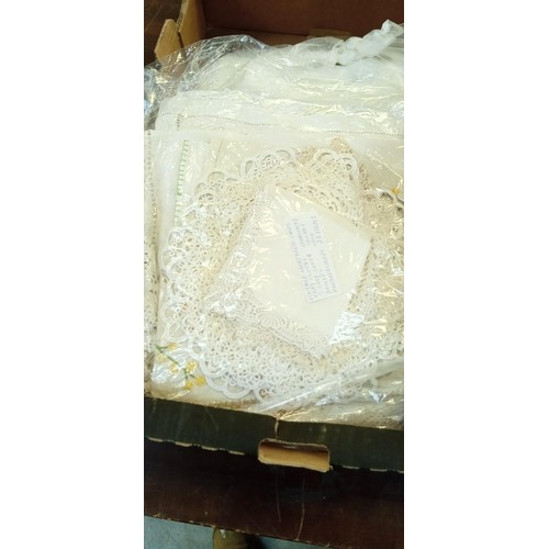 339 - Selection of vintage cloths, napkins lace, christening gown etc.