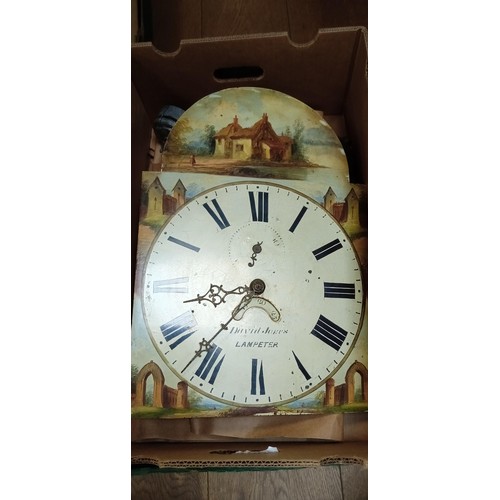 341 - David Jones Lampeter grandfather clock face with pendulum