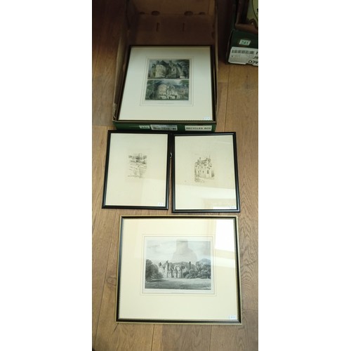 342 - 4 Etchings of castles