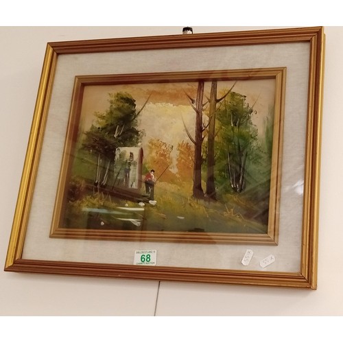 68 - Double framed glazed oil picture