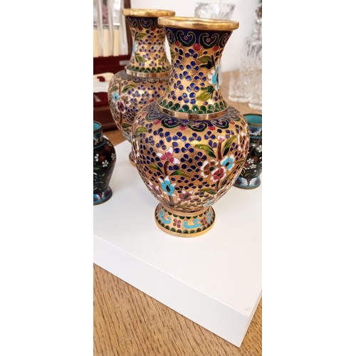 75 - Cloisonné vases large and small