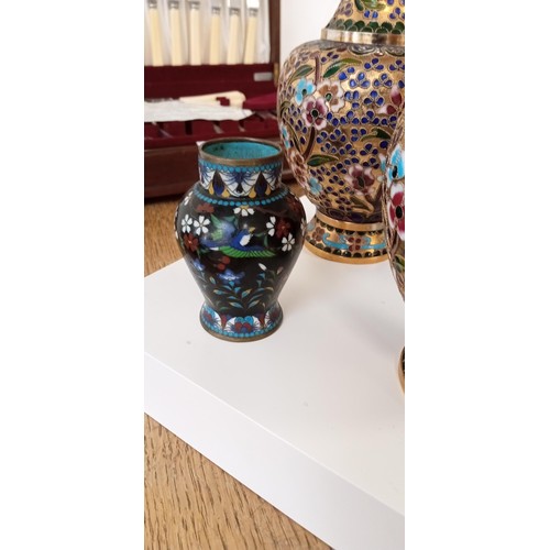 75 - Cloisonné vases large and small