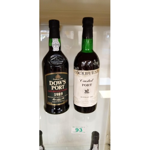 93 - 2 bottles of vintage port Dows 89 Cockburns 1975