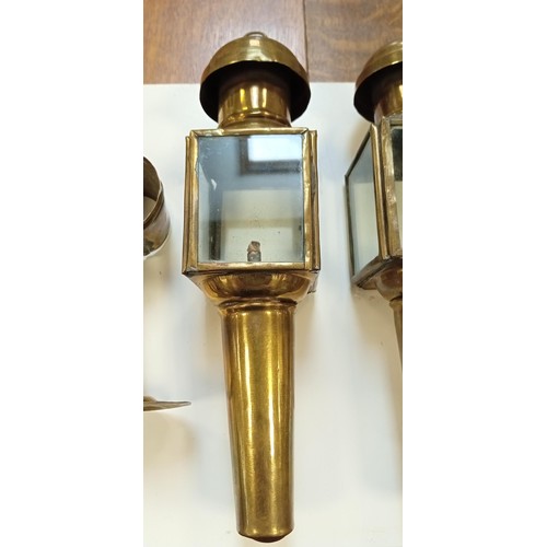 281 - Vintage brass carriage lamps