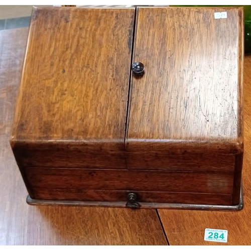 284 - Antique wooden stationery cabinet box