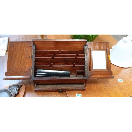 284 - Antique wooden stationery cabinet box