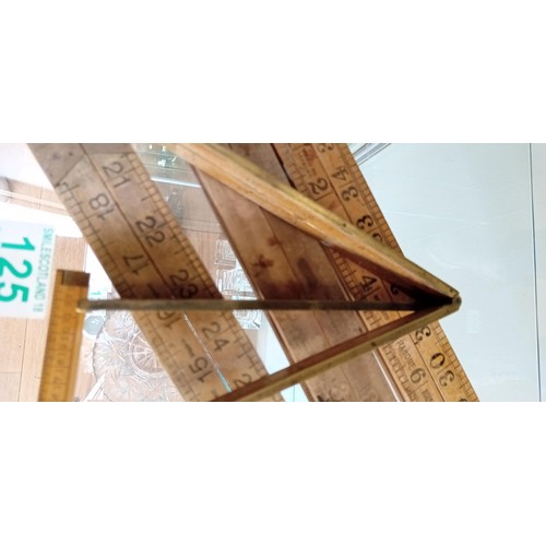 125 - 5 Vintage wooden folding rulers 2 include a ruler square