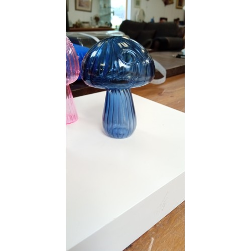 52A - 3 small glass mushroom shaped vases