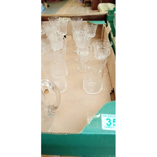 350 - Victorian glasses with matching jug, plus others