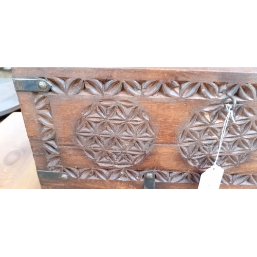 354A - Carved wooden box