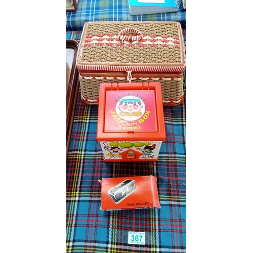 367 - Vintage Jack in a Box, sewing box etc