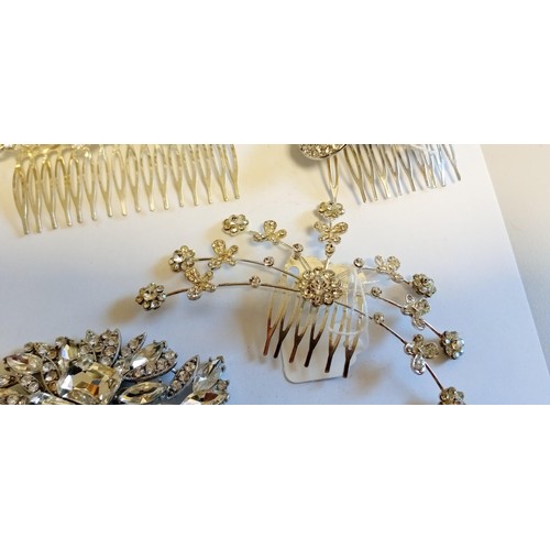 20 - Selection of hair slides plus a brooch