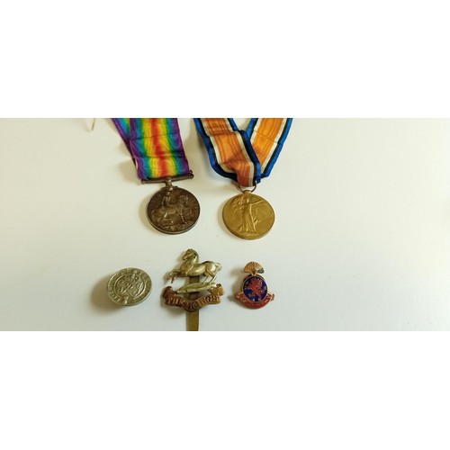 74 - PTE W MacMaster Liverpool war medals plus 3 related badges