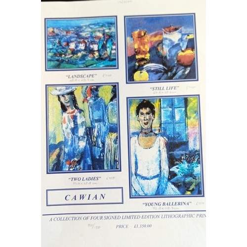 83 - Cawian collection of 4 signed limited edition 80/150 lithographic prints never been on display cost ... 