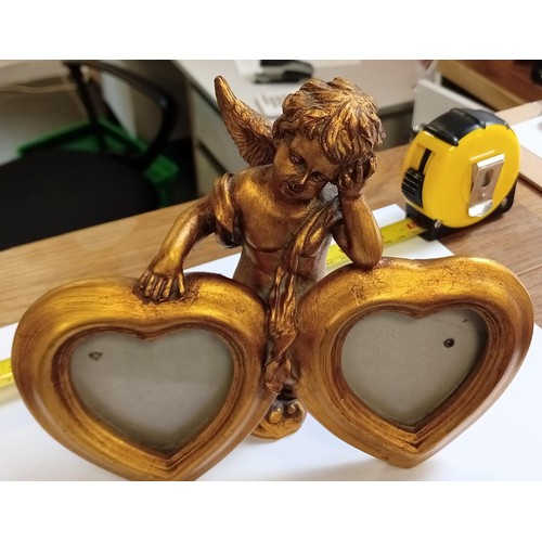 98 - Cherub double heart photo frame see photos