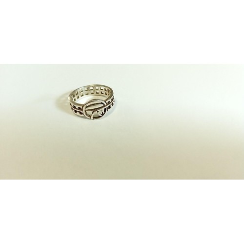 129 - Rennie McIntosh style silver hallmarked ring size O approx.