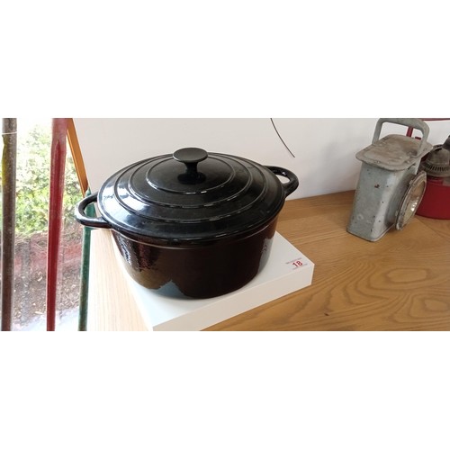 18 - Enamel 2 handle cooking pot