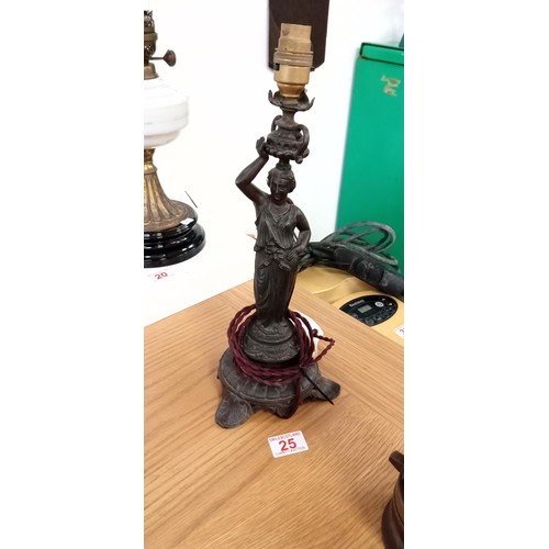 25 - Heavy vintage lamp with lady figurine