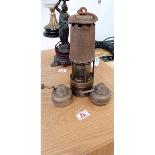 26 - Wolfe safety lamp & 2 burners