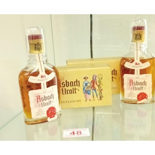 48 - 2 x 0.1 litre Astach brandy in presentation box and glass