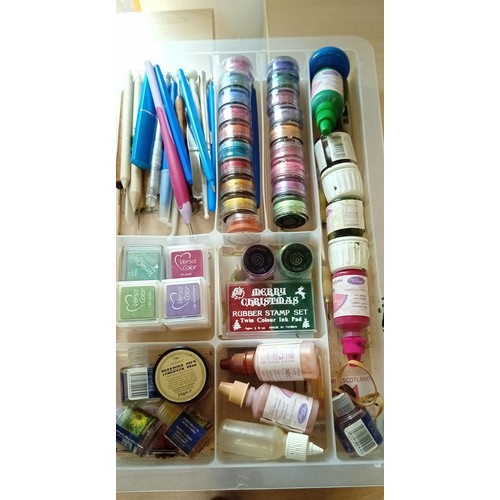 58 - 2x small drawer cabinets full of craft materials